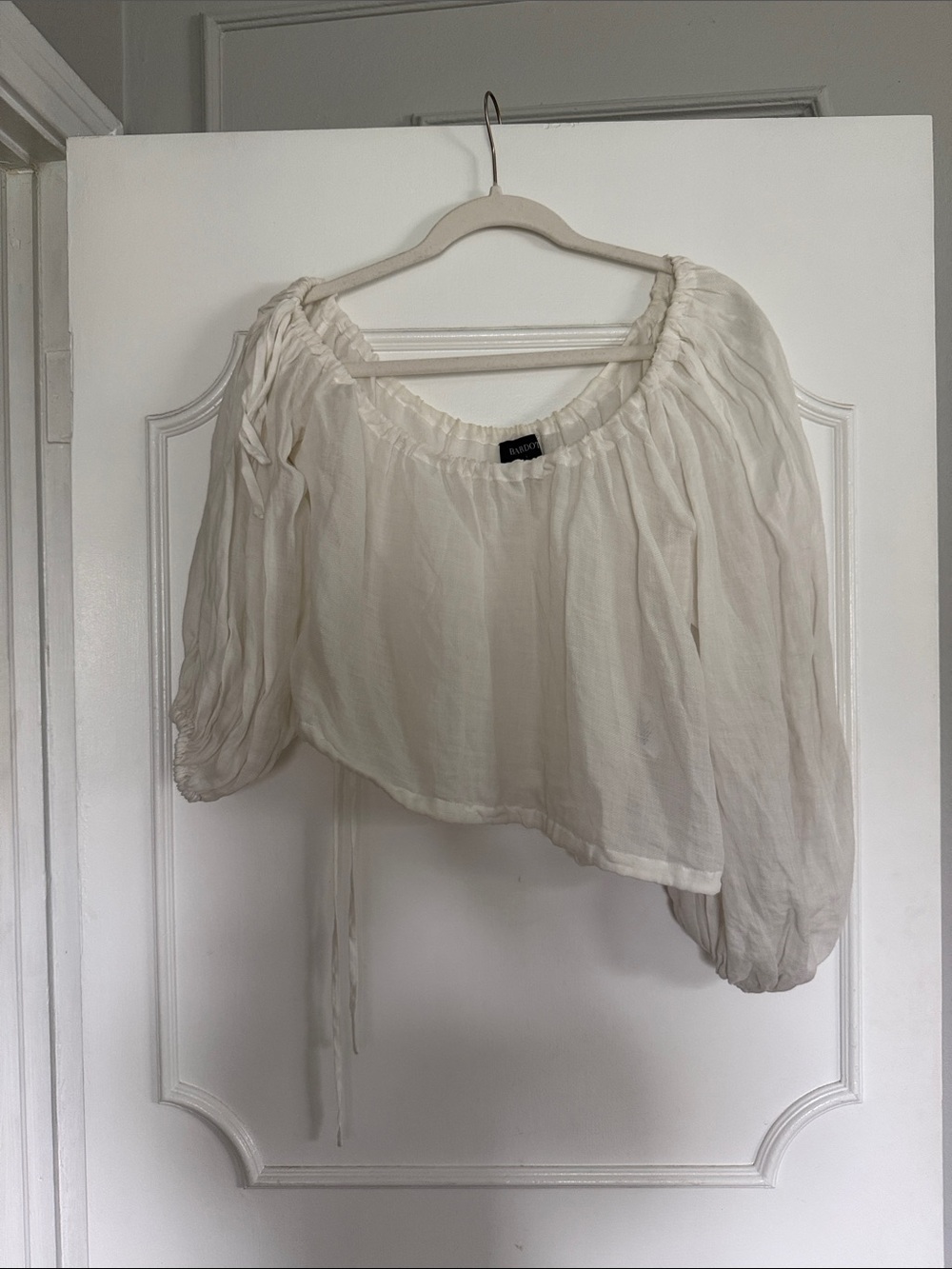 Bardot Off-Shoulder Peasant Top in Cream